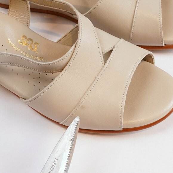 SAS Caress Cross Strap Wedge Sandal Bone White Tripad Comfort - Size 8 - Picture 3 of 6
